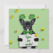 Invitation Joyeuse Saint-Patrick Trèfle Mignon Bouledogue Fra (Devant)