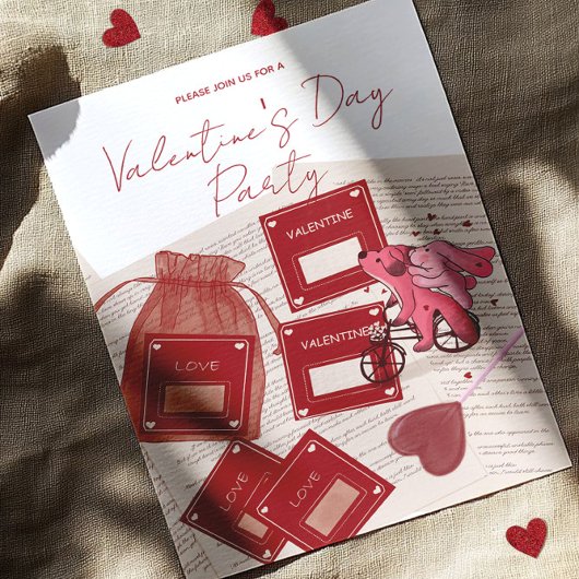 Invitation Joyeuse Saint-Valentin – Billets & Chiot à Bicycle