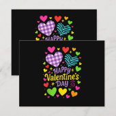 Invitation Joyeuse Saint-Valentin - Cœurs Amour (Devant / Derrière)