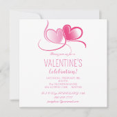 Invitation Joyeuse Saint-Valentin, doux cœurs roses, Invitat (Devant)