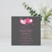 Invitation Joyeuse Saint-Valentin, doux cœurs roses, Invitat (Debout devant)
