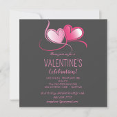 Invitation Joyeuse Saint-Valentin, doux cœurs roses, Invitat (Devant)