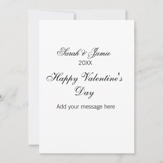 Invitation Joyeuse Saint-Valentin nom date message simple ele (Devant)