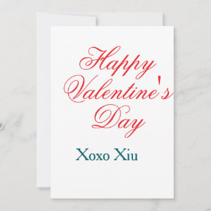 Invitation Joyeuse Saint-Valentin rouge bleu xoxo amour nom