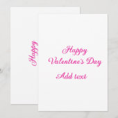 Invitation Joyeuse Saint-Valentin texte rose nom message (Devant / Derrière)