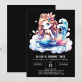 Invitation Joyeuse Sirène Anniversaire (Devant / Derrière)