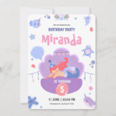 Invitation Joyeuse sirène dormante rose violet Joyeux anniver (Devant)