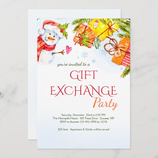 Invitation Joyeuse Snowman (Devant / Derrière)