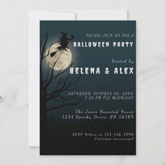 Invitation Joyeuse sorcière noire halloween (Devant)