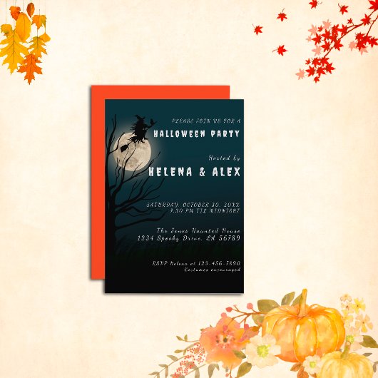 Invitation Joyeuse sorcière noire halloween