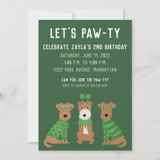 Invitation Joyeuse St Patrick Welsh Wire Fox Terrier Chiens (Devant)