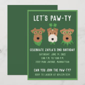 Invitation Joyeuse St Patrick Welsh Wire Fox Terrier Chiens (Devant / Derrière)