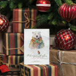 Invitation Joyeuse typographie de Noël, Ours blanc, Robin rou<br><div class="desc">Ce design est rempli de couleur et de la joie de la saison de Noël,  avec un ours polaire avec des baies rouges et des accents saints. Élégante typographie de script avec Red Robin. Vintage vibe,  design de carte de vacances hivernale au pays des merveilles.</div>