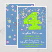 Invitation Joyeuses bulles ! Nombre de couleurs fête d'annive (Devant / Derrière)