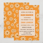 Invitation Joyeuses Daisies Blanches Rétro Groovy  (Devant / Derrière)