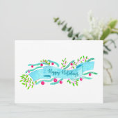 Invitation Joyeuses fêtes, aquarelle bannière de Noël (Debout devant)