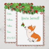 Invitation Joyeuses fêtes Caricature de Corgi gallois (Devant / Derrière)