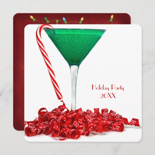 Invitation Joyeuses Fêtes Cocktail Party (Devant / Derrière)