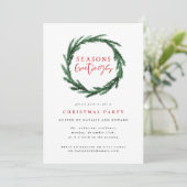 invitation Joyeuses Fêtes de la couronne d'aquarel (Debout devant)