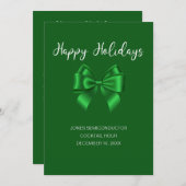 Invitation Joyeuses Fêtes Elégant Vert  (Devant / Derrière)