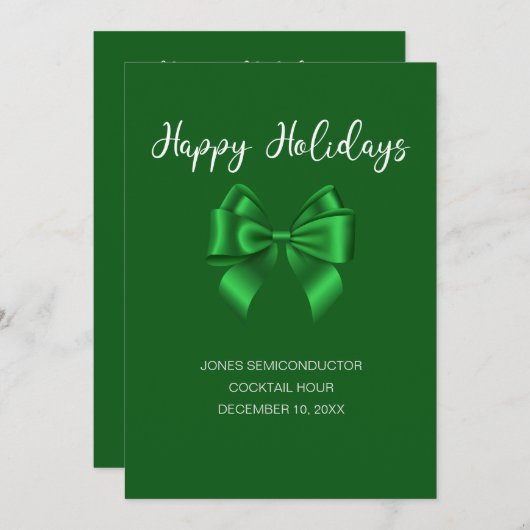 Invitation Joyeuses Fêtes Elégant Vert  (Devant / Derrière)