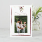 Invitation Joyeuses fêtes Main Rouge Tirée Bow Hiver 2 Photo (Debout devant)