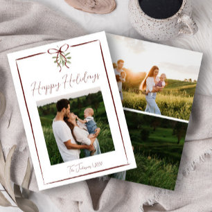 Invitation Joyeuses fêtes Main Rouge Tirée Bow Hiver 3 Photo