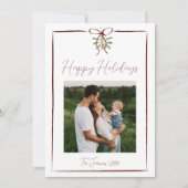 Invitation Joyeuses fêtes Main Rouge Tirée Bow Hiver 5 Photo (Devant)