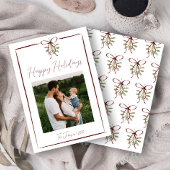 Invitation Joyeuses fêtes Main Rouge Tirée Bow Winter Photo