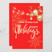 Invitation Joyeuses fêtes Noël coutume annonce rouge (Devant / Derrière)