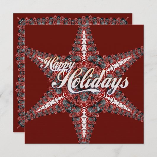 Invitation Joyeuses fêtes Noël Star Festive Rouge (Devant / Derrière)