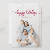 Invitation Joyeuses fêtes Rouge Script photo unique (Devant)