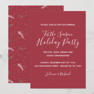 Invitation Joyeuses Fêtes Simple fête de Noël élégante