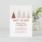 Invitation Joyeuses Fêtes Soirée de Noël Arbres Élégants Chic (Debout devant)