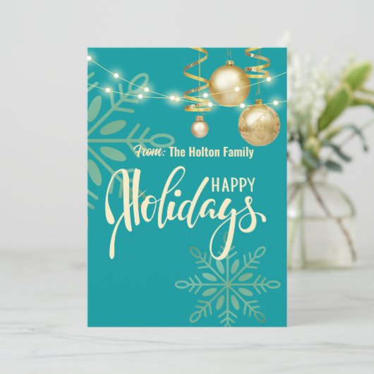 Invitation Joyeuses fêtes vert Noël moderne  (Debout devant)