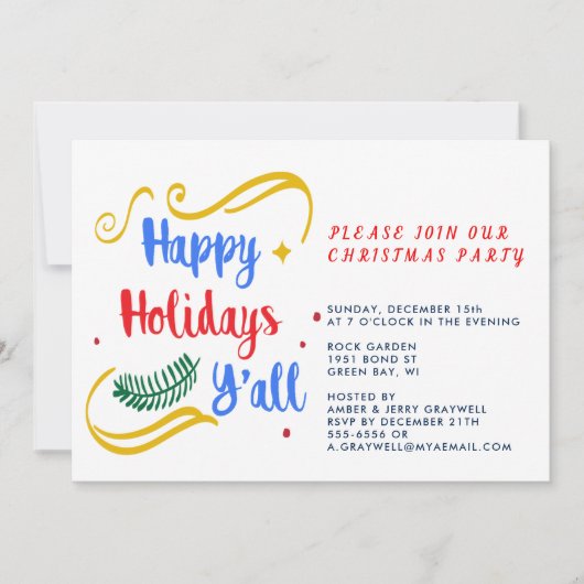 Invitation Joyeuses fêtes Y'all, Drôle Noël Design, PRSG (Devant)