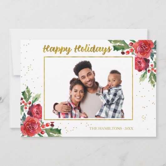 Invitation Joyeuses Fleurs d'hiver Photo de Noël (Devant)