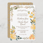 Invitation Joyeuses fleurs dorées (Devant / Derrière)