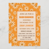 Invitation Joyeuses Groovy Rétro Marguerites Blanches  (Devant / Derrière)