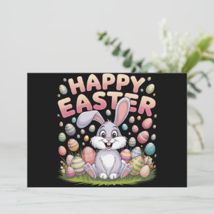 Invitation Joyeuses Pâques 2025 Œufs Lapin Mignon