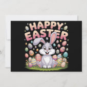 Invitation Joyeuses Pâques 2025 Œufs Lapin Mignon (Devant)
