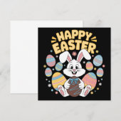 Invitation Joyeuses Pâques 2025  Œufs Lapin Mignon (Devant / Derrière)