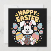 Invitation Joyeuses Pâques 2025  Œufs Lapin Mignon (Devant)