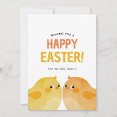 Invitation Joyeuses Pâques avec deux petits poussins (Devant)