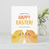 Invitation Joyeuses Pâques avec deux petits poussins (Debout devant)