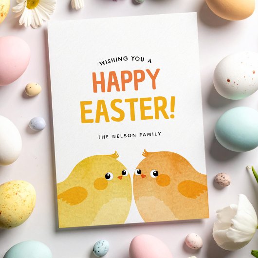 Invitation Joyeuses Pâques avec deux petits poussins