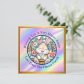 Invitation Joyeuses Pâques avec un lapin mignon, des œufs et  (Debout devant)