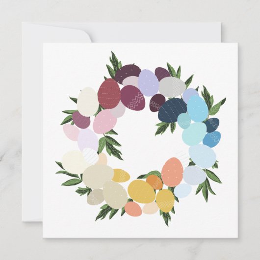 Invitation Joyeuses Pâques. Couronne de fête vintage. (Devant)