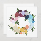 Invitation Joyeuses Pâques. Couronne de vacances vintage.  (Devant / Derrière)