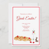 Invitation Joyeuses Pâques grecques aquarelle nourriture (Devant)